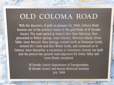 Old Coloma Road Marker image. Click for full size.