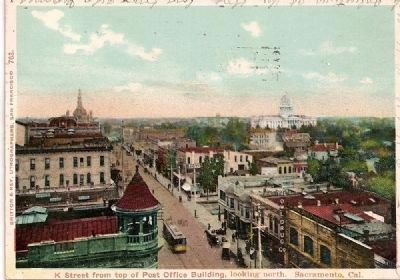 Vintage Postcard of 'K' St. with Capitol in Background image. Click for full size.