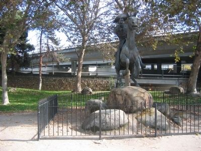 The Pony Express Statue with Marker image. Click for full size.