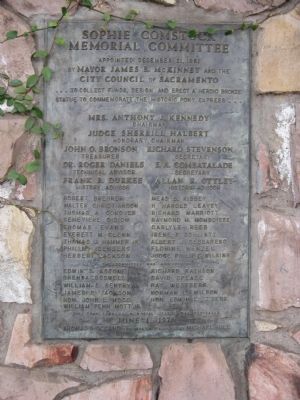 The Pony Express Statue Donor Plaque image. Click for full size.