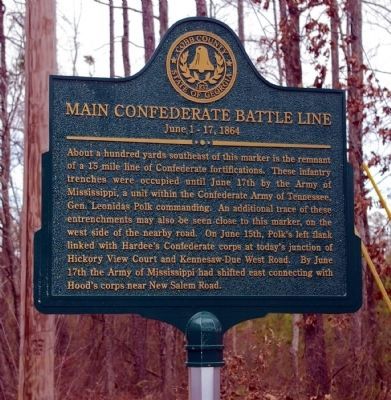 Main Confederate Battle Line Marker image. Click for full size.
