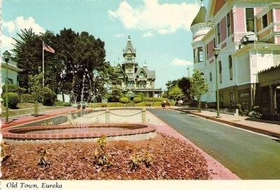 Vintage Postcard - Old Town Eureka Looking Towards the Carson Mansion image. Click for full size.