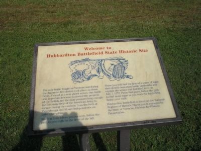 Welcome to Hubbardton Battlefield State Historic Park Marker. Click for full size. Welcome to Hubbardton Battlefield State Historic Park Marker image. Click for full size.