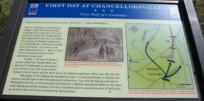 First Day at Chancellorsville Marker. Click for full size. First Day at Chancellorsville Marker image. Click for full size.