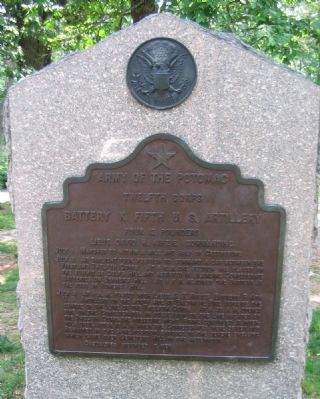 Battery K, Fifth U.S. Artillery Tablet. Click for full size. Battery K, Fifth U.S. Artillery Tablet image. Click for full size.