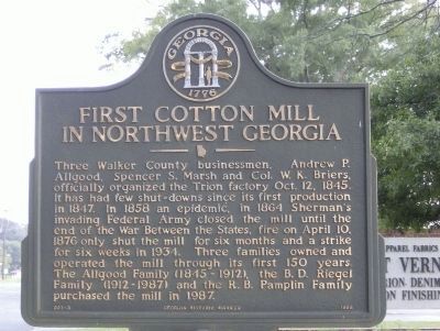 First Cotton Mill Historical Marker image. Click for full size.
