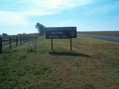 Sign for the Washita Battlefield National Historic Site image. Click for full size.