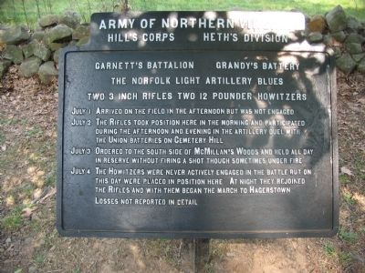 Garnett's Battalion - Grandy's Battery Tablet. Click for full size. Garnett's Battalion - Grandy's Battery Tablet image. Click for full size.