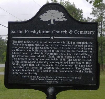Sardis Presbyterian Church & Cemetery Marker image. Click for full size.