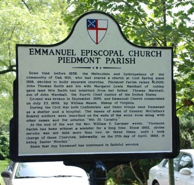 Emmanuel Episcopal Church Delaplane Virginia Marker image. Click for full size.