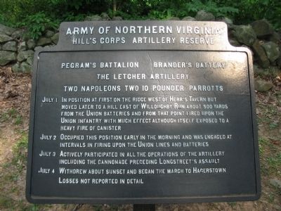 Pegram's Battalion - Brander's Battery Tablet. Click for full size. Pegram's Battalion - Brander's Battery Tablet image. Click for full size.