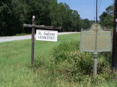 St. Andrew's Cemetery Marker, Looking North along Ga 99 image. Click for full size.