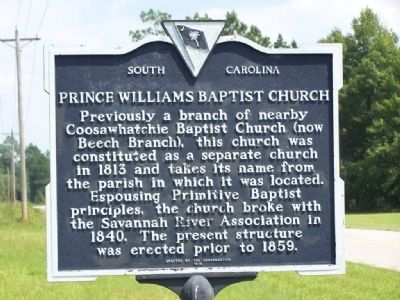 Prince Williams Baptist Church Marker. Click for full size. Prince Williams Baptist Church Marker image. Click for full size.
