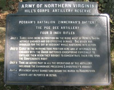 Pegram's Battalion - Zimmerman's Battery Tablet. Click for full size. Pegram's Battalion - Zimmerman's Battery Tablet image. Click for full size.