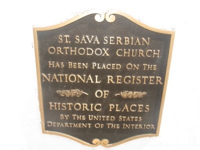 St. Sava Serbian Orthodox Church National Register of Historic Places Marker image. Click for full size.
