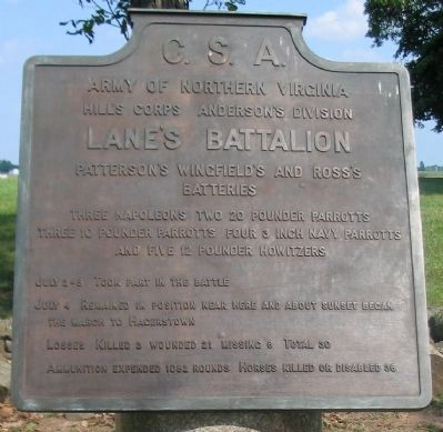 Lane's Battalion Tablet. Click for full size. Lane's Battalion Tablet image. Click for full size.
