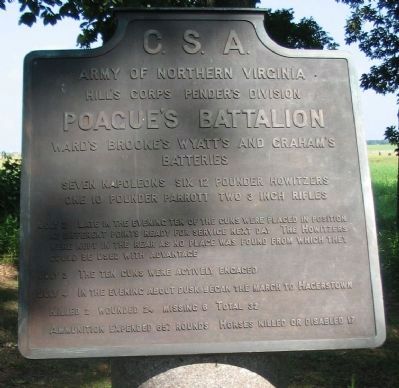 Poague's Battalion Tablet image. Click for full size.