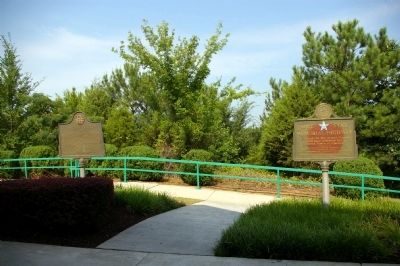 The Rest Area in 2008, with Cherokee Nation and Blue Star Memorial Highway markers. image. Click for full size.