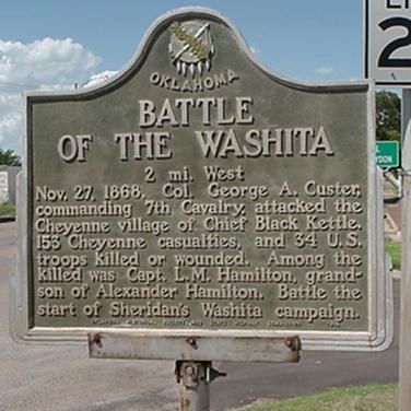 Battle of the Washita Marker. Click for full size. Battle of the Washita Marker image. Click for full size.