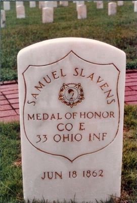 Sergeant Samuel Slavens Plot :Grave No. 11176, Medal of Honor image. Click for full size.