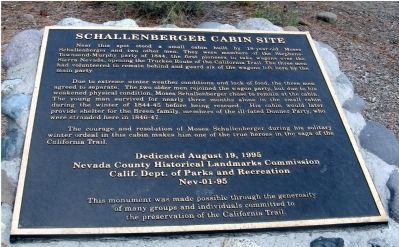 Schallenberger Cabin Site Marker image. Click for full size.