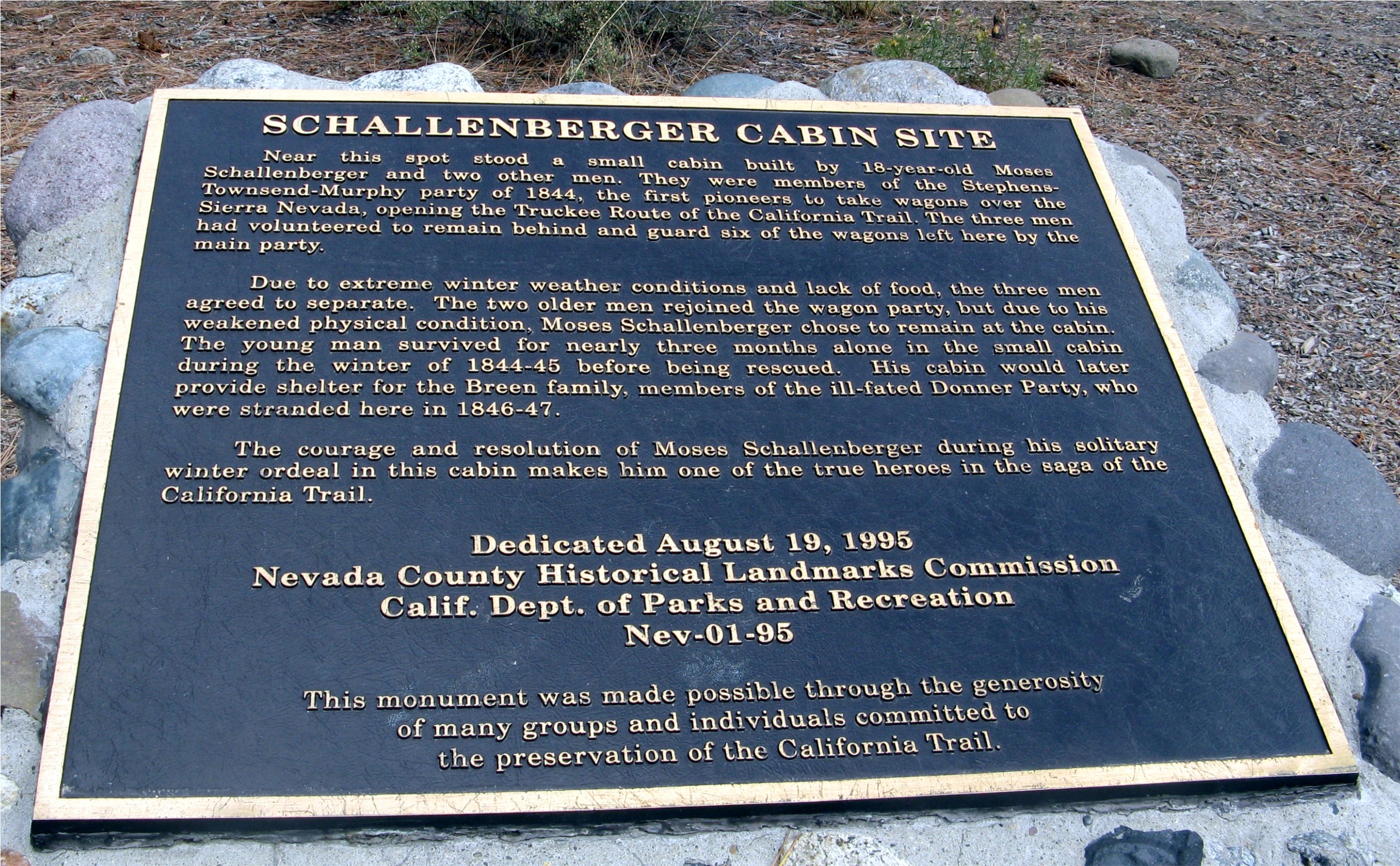 Schallenberger Cabin Site Marker