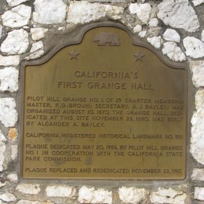 Californias First Grange Hall Marker image. Click for full size.