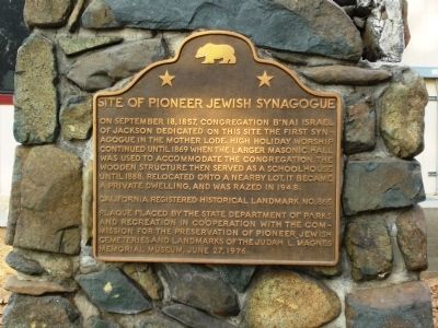 Site of Pioneer Jewish Synagogue Marker. Click for full size. Site of Pioneer Jewish Synagogue Marker image. Click for full size.