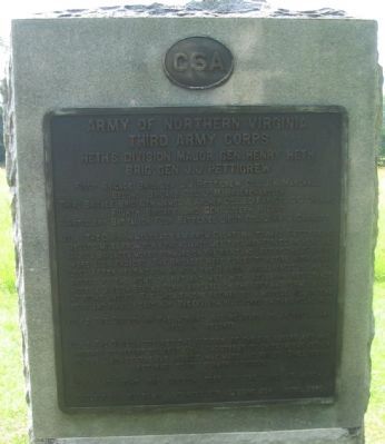 Heth's Division Tablet. Click for full size. Heth's Division Tablet image. Click for full size.