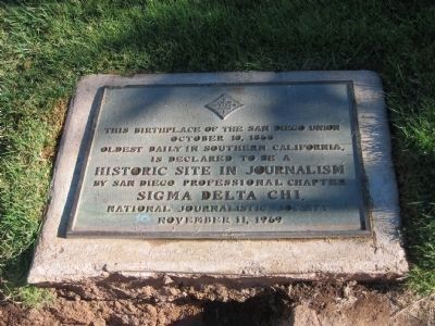 Birthplace of The San Diego Union Sigma Delta Chi Marker image. Click for full size.