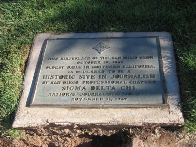 Birthplace of The San Diego Union Marker. Click for full size. Birthplace of The San Diego Union Marker image. Click for full size.