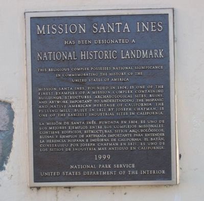 Mission Santa Ines Marker. Click for full size. Mission Santa Ines Marker image. Click for full size.