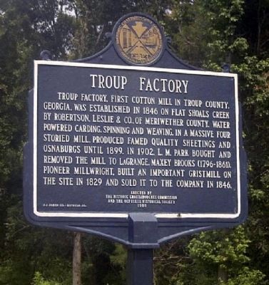 Troup Factory Marker image. Click for full size.