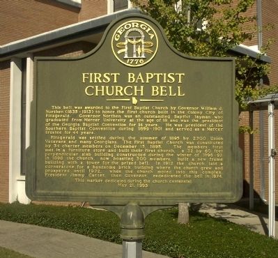 First Baptist Church Bell Marker image. Click for full size.