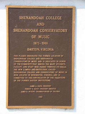Shenandoah College and Shenandoah Conservatory of Music Marker image. Click for full size.