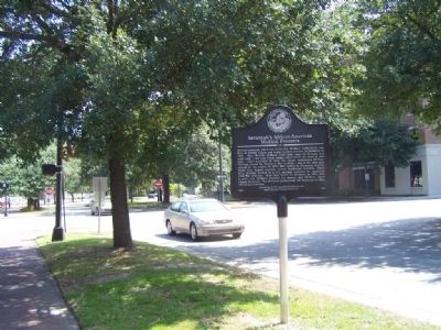 Savannahs African-American Medical Pioneers Marker, looking east at Liberty and Montgomery Sts. image. Click for full size.
