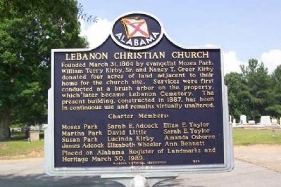 Lebanon Christian Church Marker. Click for full size. Lebanon Christian Church Marker image. Click for full size.