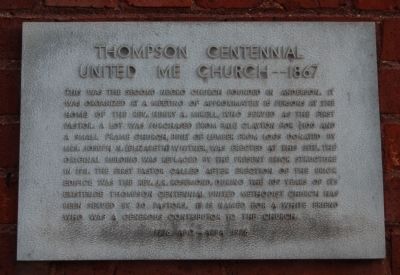 Thompson Centennial United ME Church -- 1867 Marker image. Click for full size.