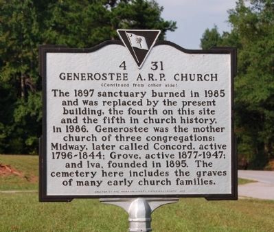 Generostee A.R.P. Church Marker - Reverse image. Click for full size.