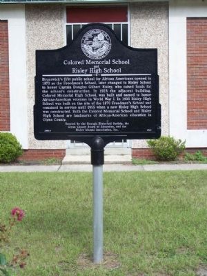 Colored Memorial School and Risley High School Marker. Click for full size. Colored Memorial School and Risley High School Marker image. Click for full size.