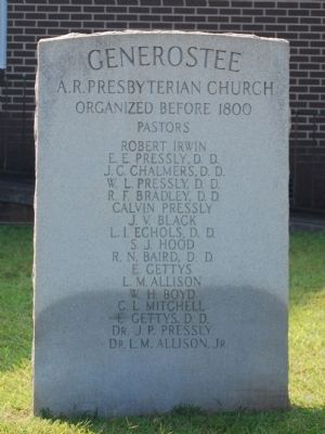 Generostee A.R.P. Church List of Pastors image. Click for full size.