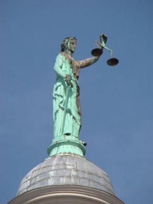 Lady Justice, Without Her Blindfold, Atop the Augusta County Courthouse image. Click for full size.