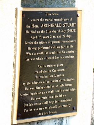 The Hon. Archibald Stuart Marker. Click for full size. The Hon. Archibald Stuart Marker image. Click for full size.