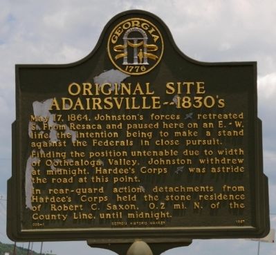 Original Site Adairsville -- 1830's Marker image. Click for full size.
