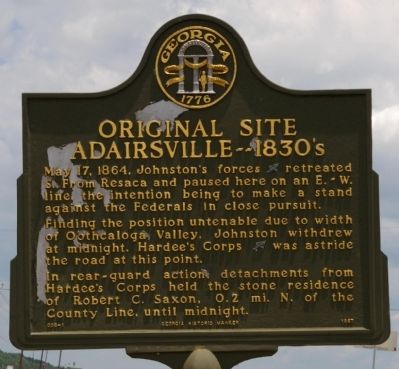 Original Site Adairsville -- 1830's Marker. Click for full size. Original Site Adairsville -- 1830's Marker image. Click for full size.