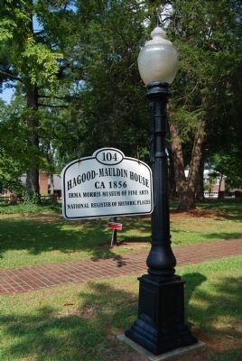 Light pole with the Hagood-Mauldin House National Register Sign image. Click for full size.