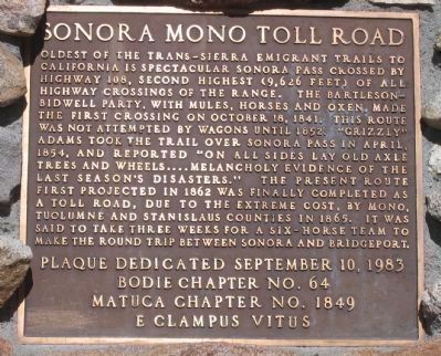 Sonora MonoToll Road Marker image. Click for full size.