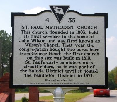 St. Paul Methodist Church Marker - Front image. Click for full size.