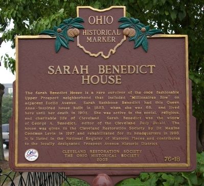 Sarah Benedict House Marker image. Click for full size.
