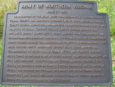 Army of Northern Virginia Tablet - June 27, 1863 image. Click for full size.